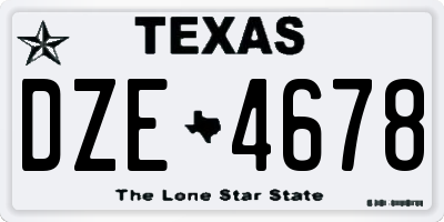 TX license plate DZE4678