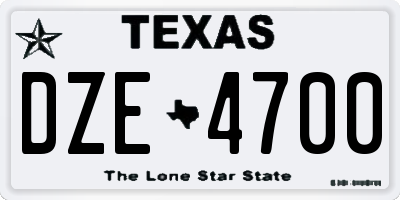 TX license plate DZE4700