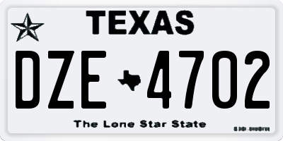 TX license plate DZE4702