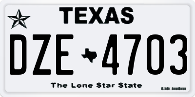 TX license plate DZE4703