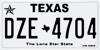 TX license plate DZE4704