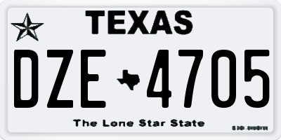 TX license plate DZE4705
