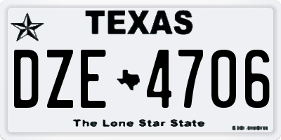 TX license plate DZE4706