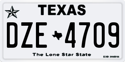 TX license plate DZE4709