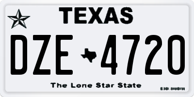 TX license plate DZE4720