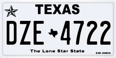 TX license plate DZE4722
