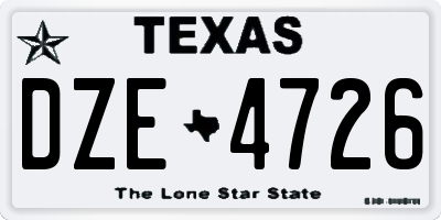TX license plate DZE4726