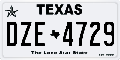 TX license plate DZE4729