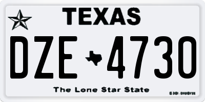 TX license plate DZE4730