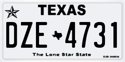 TX license plate DZE4731