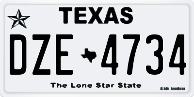 TX license plate DZE4734