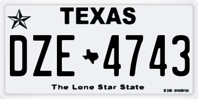 TX license plate DZE4743