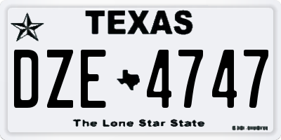 TX license plate DZE4747