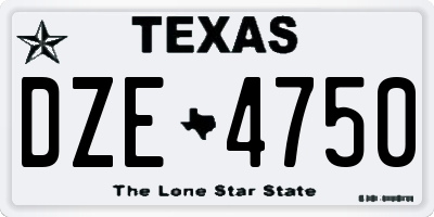 TX license plate DZE4750