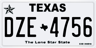 TX license plate DZE4756