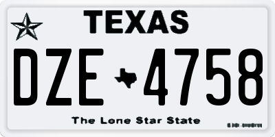TX license plate DZE4758