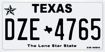 TX license plate DZE4765