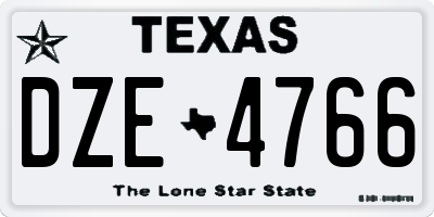 TX license plate DZE4766