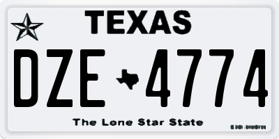 TX license plate DZE4774