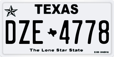 TX license plate DZE4778