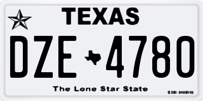 TX license plate DZE4780