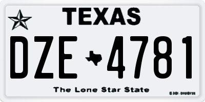 TX license plate DZE4781