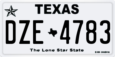 TX license plate DZE4783