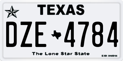 TX license plate DZE4784