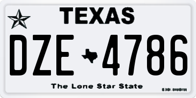 TX license plate DZE4786