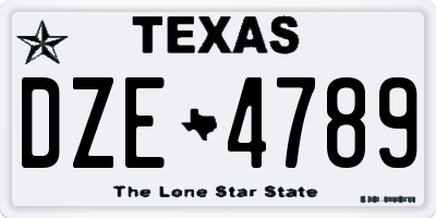 TX license plate DZE4789