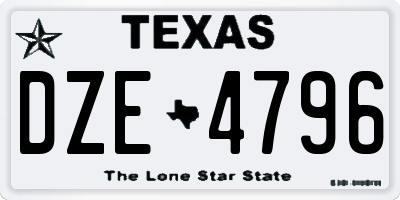 TX license plate DZE4796