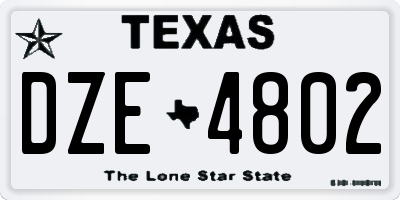 TX license plate DZE4802
