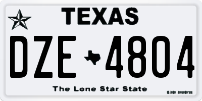 TX license plate DZE4804
