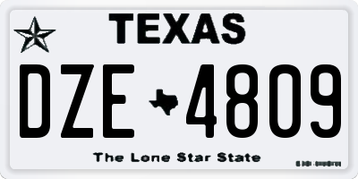 TX license plate DZE4809