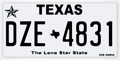 TX license plate DZE4831