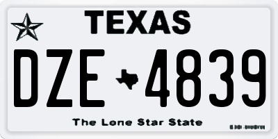 TX license plate DZE4839
