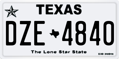 TX license plate DZE4840