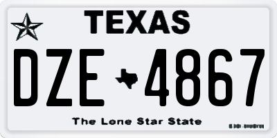 TX license plate DZE4867