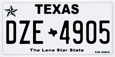 TX license plate DZE4905
