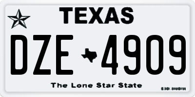 TX license plate DZE4909