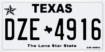 TX license plate DZE4916