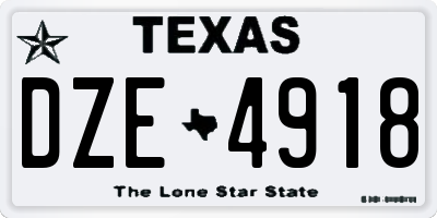 TX license plate DZE4918