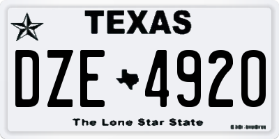 TX license plate DZE4920