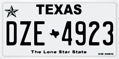 TX license plate DZE4923