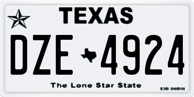 TX license plate DZE4924