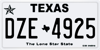 TX license plate DZE4925
