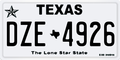 TX license plate DZE4926