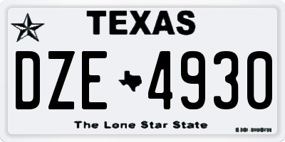 TX license plate DZE4930