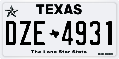 TX license plate DZE4931