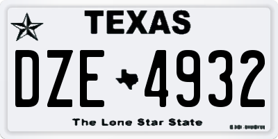 TX license plate DZE4932